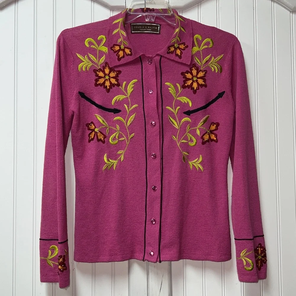 Double D Ranch Yoakum Texas Cardigan Sweater M Western - Picture 2 of 9